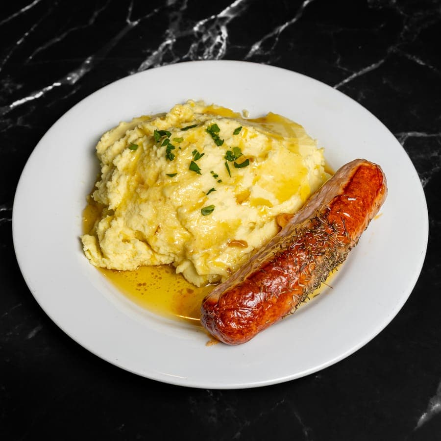 Saucisse, purée maison